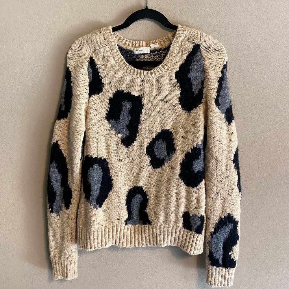 Anthropologie Sleeping On Snow Mohair Wool Blend Leopard Sweater Small